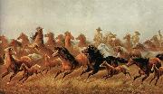 James Walker Roping wild horses oil on canvas